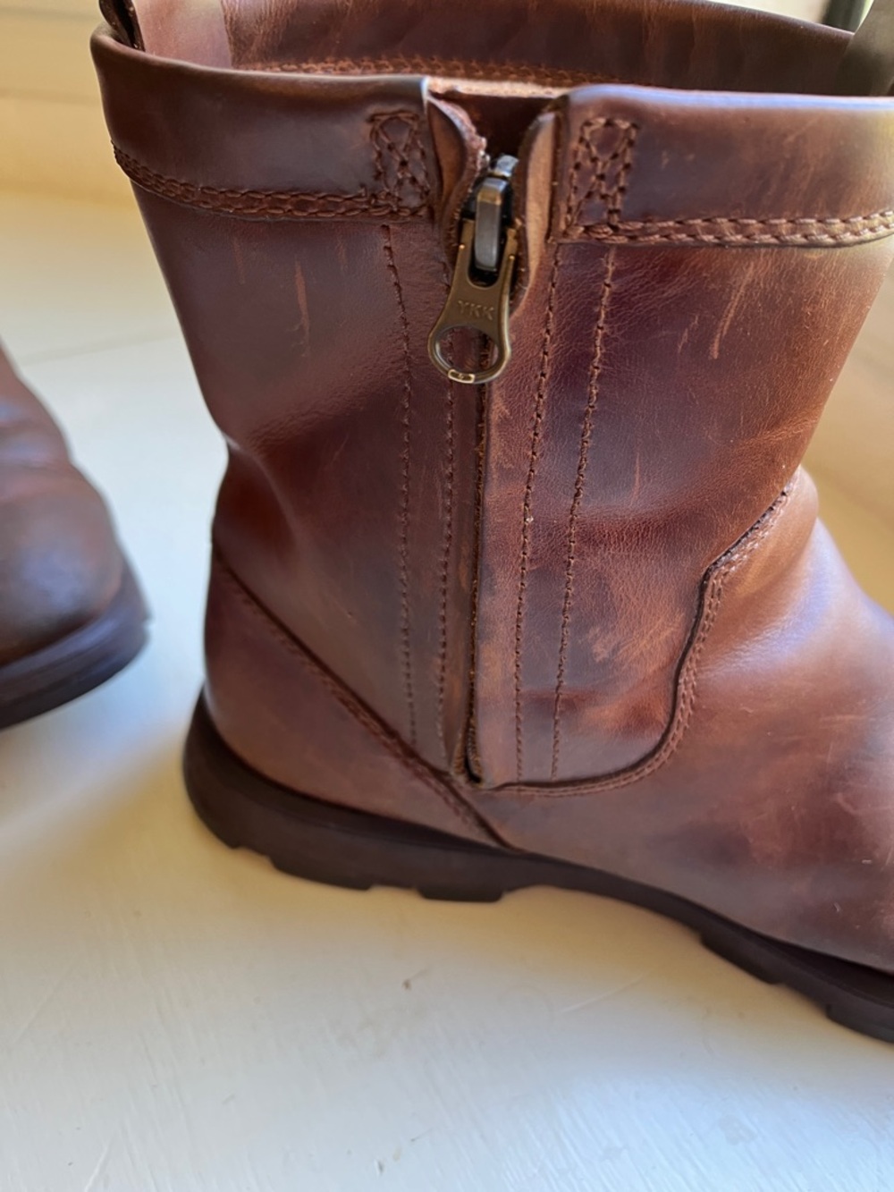 UGG Men’s Brown Leather Zip Ankle Boots - Picture 8 of 11